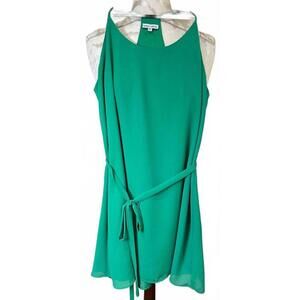 Naked Zebra Green Sleeveless Slip Dress with Tie Waist Spaghetti Straps  Medium